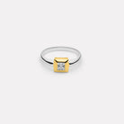 Halo 2-Tone Cubic Zirconia Ring