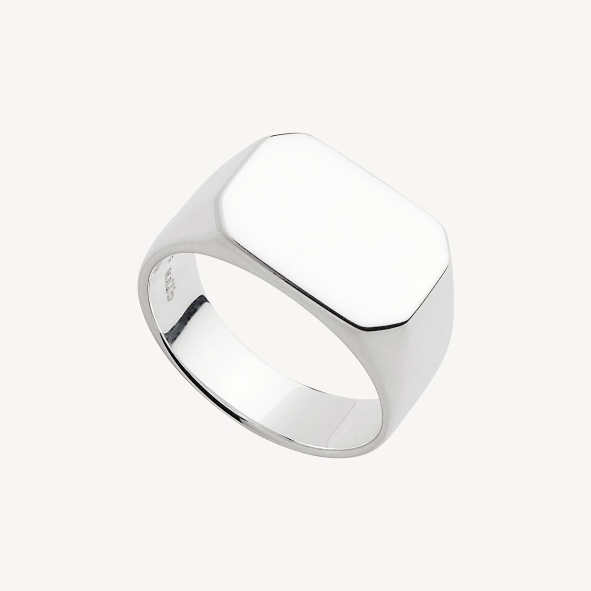 Sterling Silver Moto Men’s Silver Rectangular Signet Ring