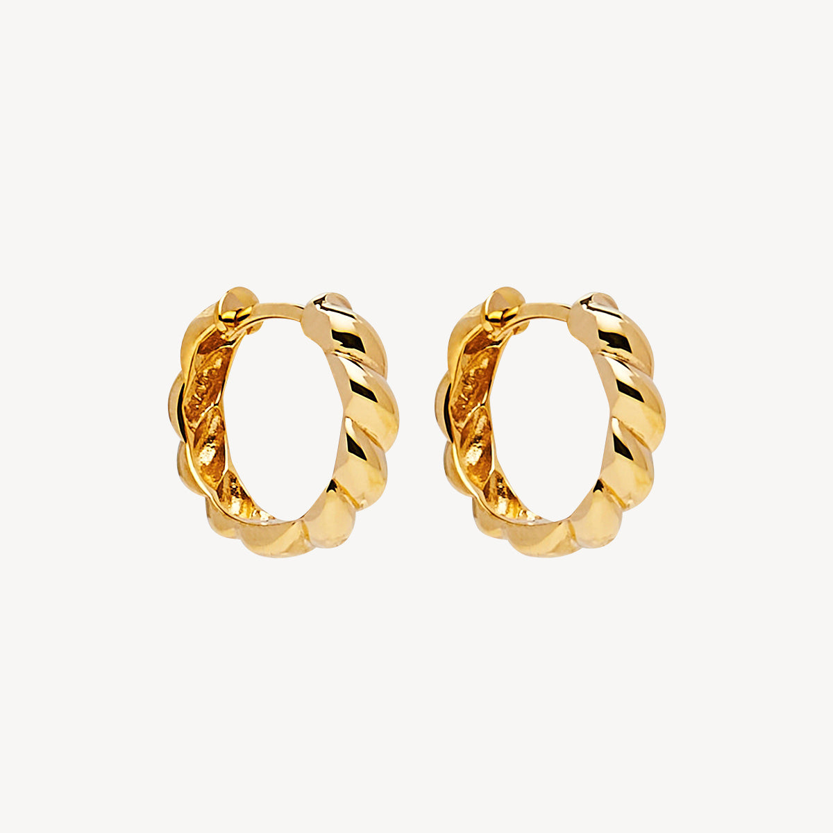 Yellow Gold Zippy Twist Huggie Earring